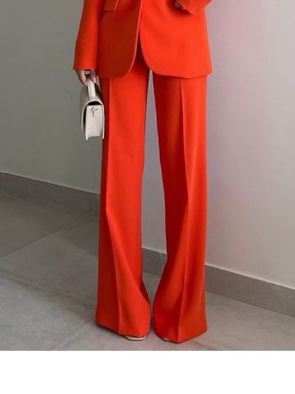 NWT ZARA High-Waisted Wide-Leg Pants in Bright Orange